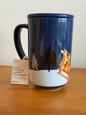 DAVIDsTEA Colour-Changing Nordic Mug Sleigh Ride Corgi Navy